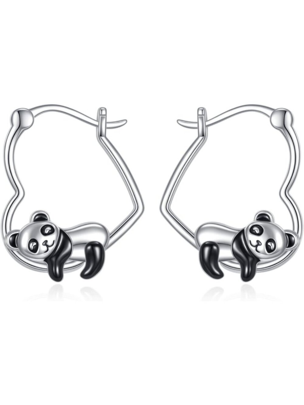 Cute Sterling Silver Animal Heart Hoop Dangle Earrings | Unique Jewelry Gifts